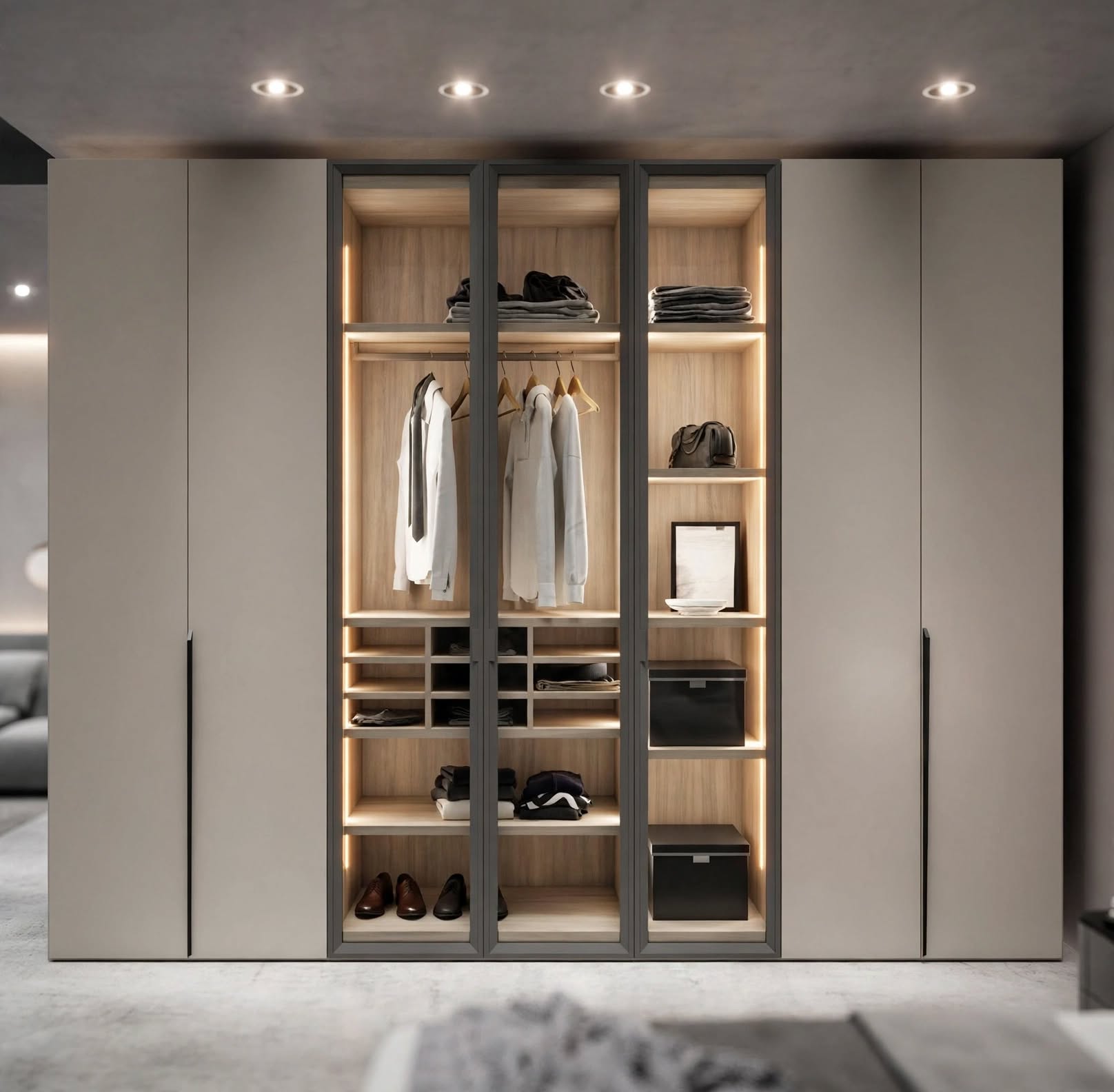 Wardrobe with Half-Moon Handles
